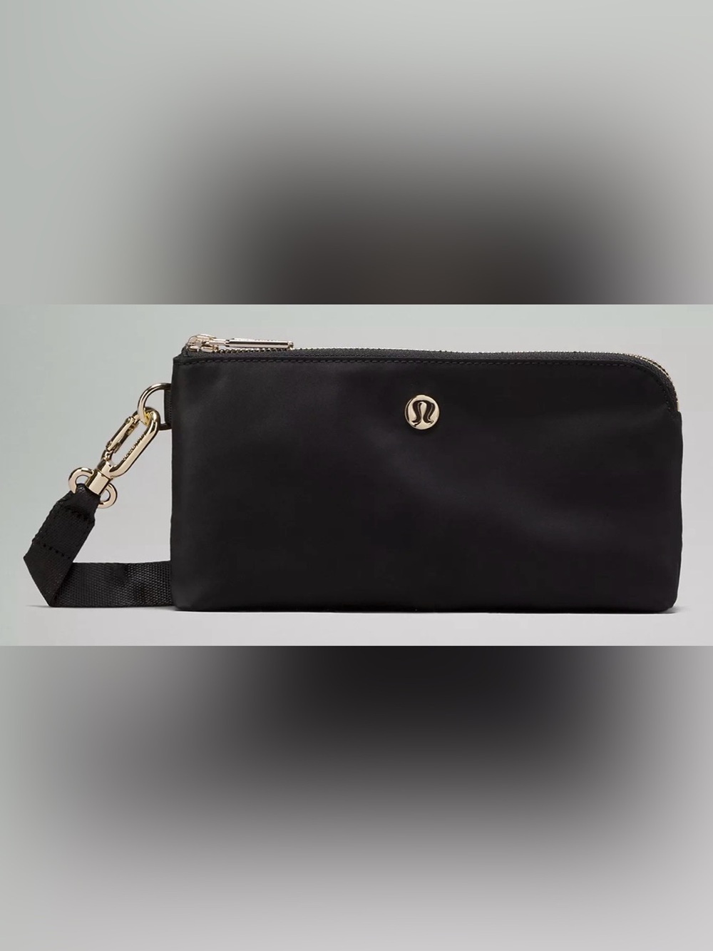 lululemon athletica Black Wristlet with Gold Hardware